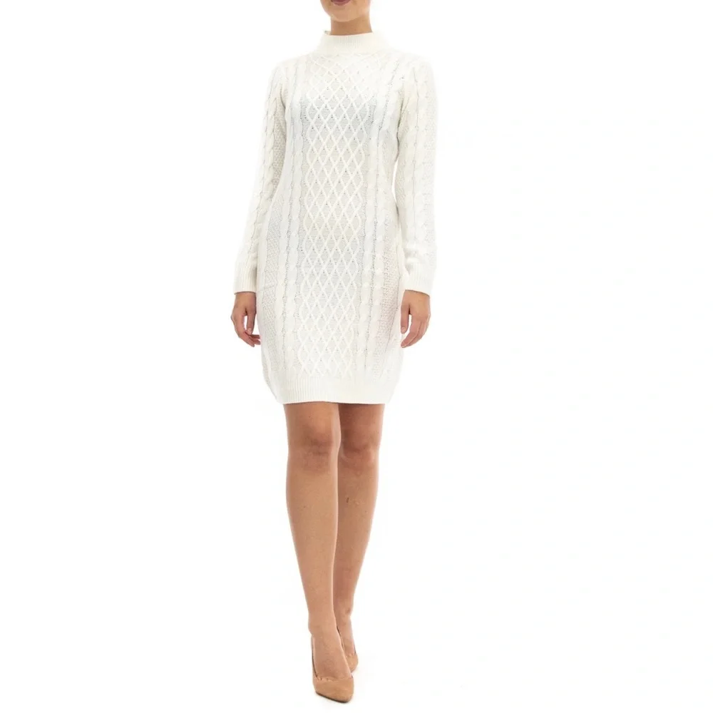 NWT Nina Leonard Cable-Knit Sweater Dress Size XL - Picture 1 of 7